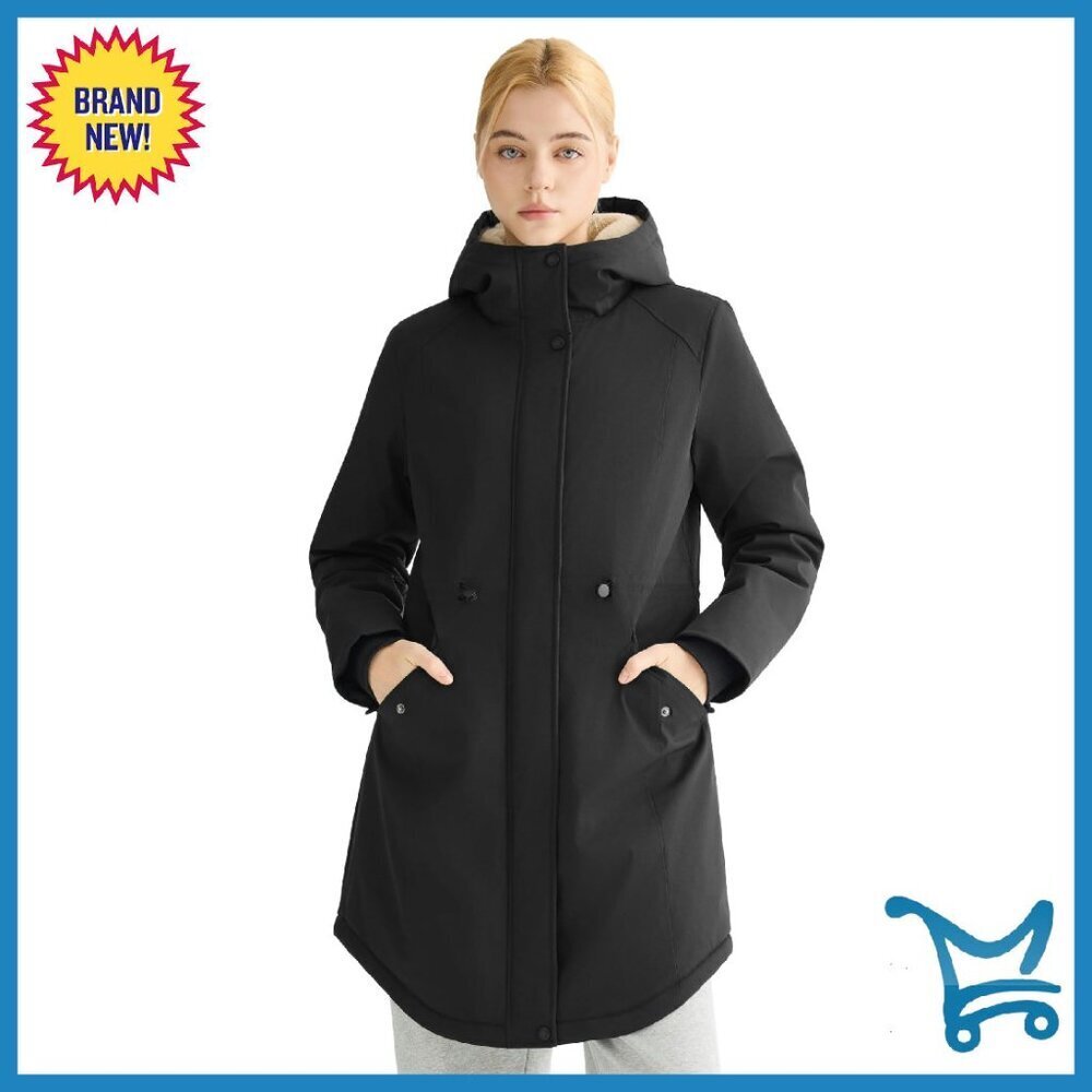 Thick Fleece Lined Waterproof Puffer Parka Long Winter Coat with Hood